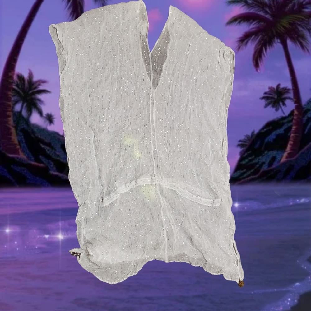 ALE BY ALESSANDRA Treasure Chest Lurex White Metallic Coverup - Picture 5 of 7